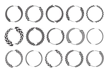 Yapraklı Yuvarlak Çiçek Botanik Çemberi Element Koleksiyonu
