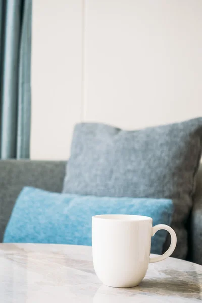 White coffee cup on stone table — Stock Photo, Image