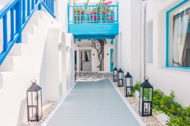 Santorini ve Yunanistan tarzı ile güzel mimari