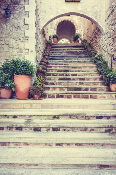 Old Concrete stair with tuscany style - Vintage Filter
