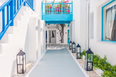 Santorini ve Yunanistan tarzı ile güzel mimari