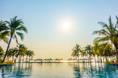 Boş şemsiyeleri ve sandalyeler