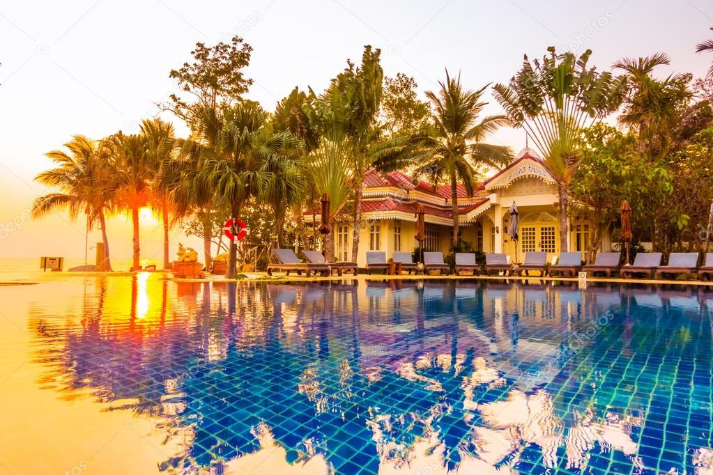 swimming pool in hotel at Sunset times