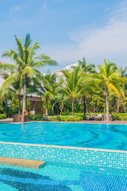 Palmiye ağaçları ile güzel Yüzme Havuzu