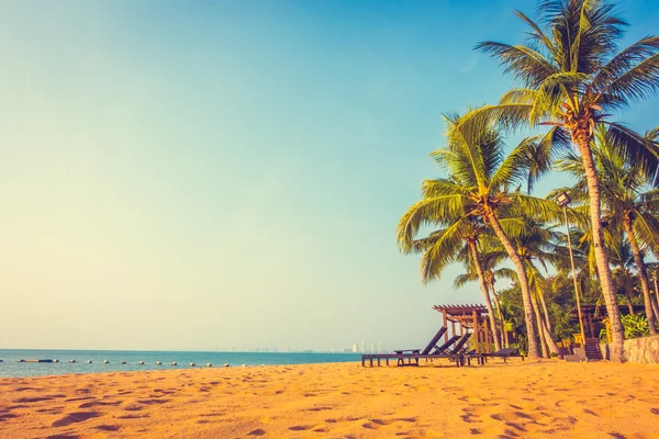 Bella spiaggia e mare con palme — Foto Stock