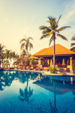 Palmiye ağaçları ile lüks Yüzme Havuzu