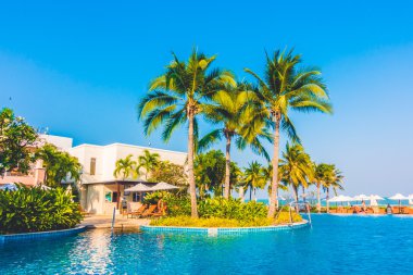 Boş şemsiyeleri ve sandalyeler