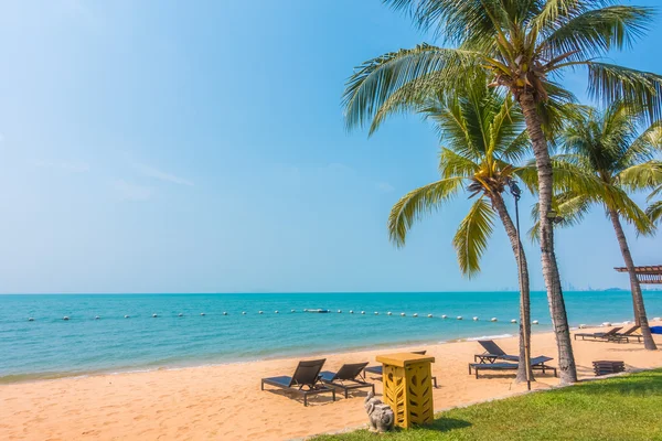 Mooi strand en zee met palmbomen — Stockfoto