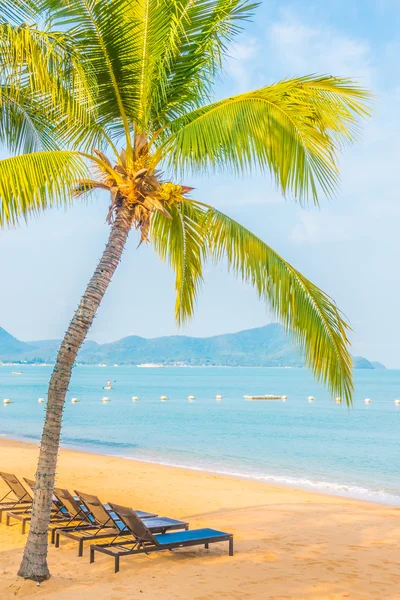 Vacker strand och havet med palm tree — Stockfoto