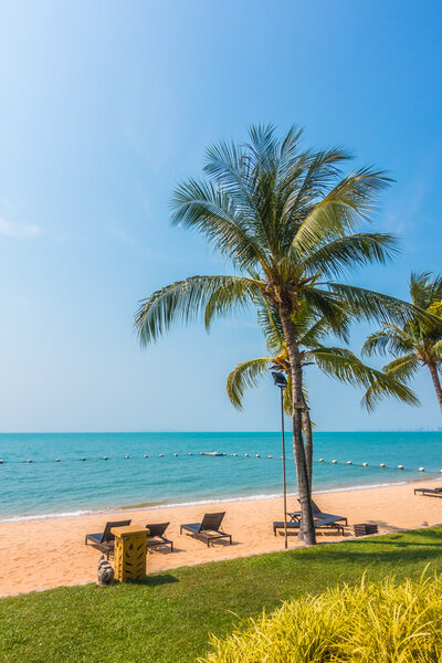 Beautiful beach and sea with palm trees