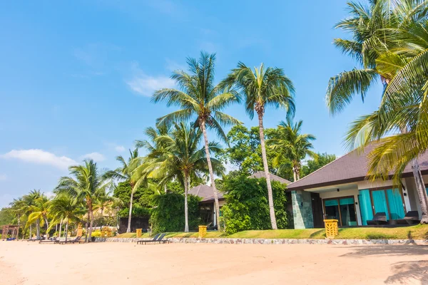 Mooi strand en zee met palmbomen — Stockfoto