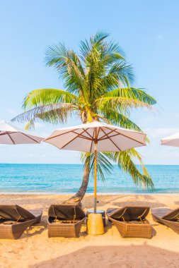 Şemsiye ve tropikal plaj sandalye