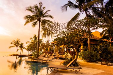 Palmiye ağaçları ile lüks Yüzme Havuzu