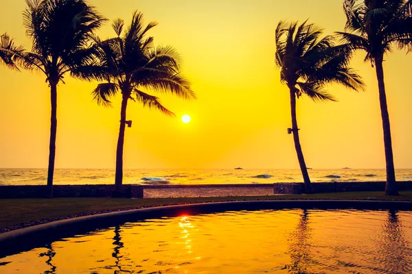 Silhouettes of palm trees with sunset — Stock Photo, Image