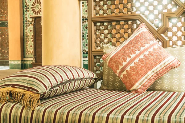 Pillows on sofa with morocco style — Stock Photo, Image