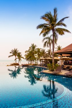 Palmiye ağaçları ile lüks Yüzme Havuzu