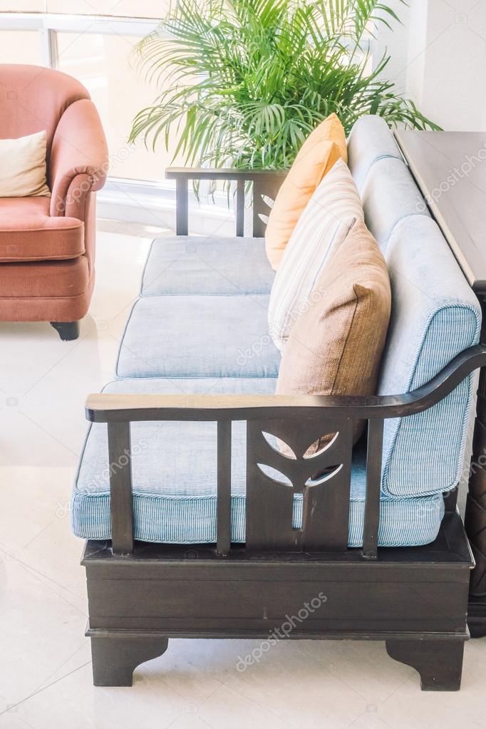 Beautiful luxury pillows on sofas Stock Photo by ©mrsiraphol 104828172