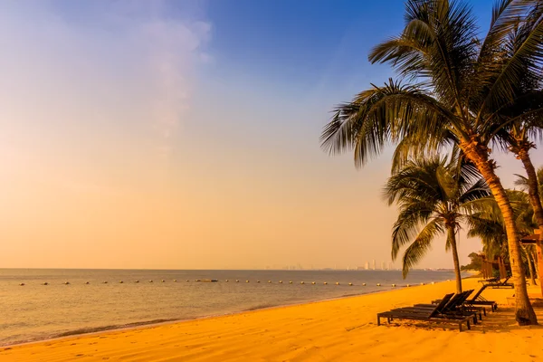 Beautiful beach and sea with palm tree