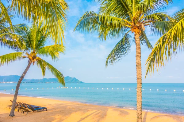 Mooi strand en zee met palmbomen — Stockfoto