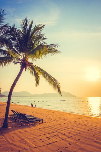 Vacker strand och havet med palm tree — Stockfoto