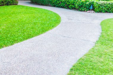 Güzel bir bahçe etrafında taş yol yol