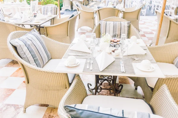 stock image Empty tables and chairs setting for dinning