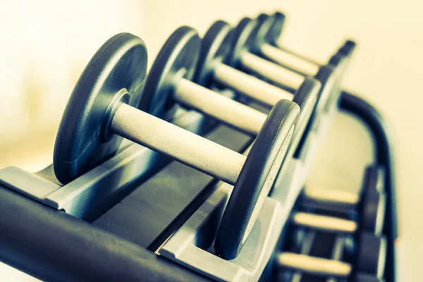 Dumbbell equipment in fitness gym — Stock Photo, Image