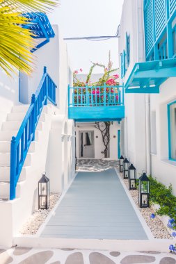 Santorini ve Yunanistan tarzı ile güzel mimari