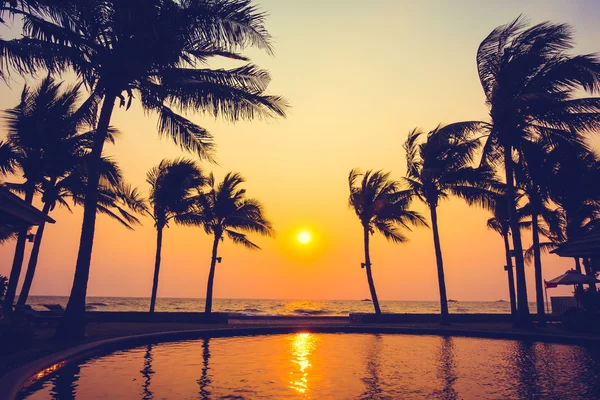 Gün batımı ile palmiye ağaçlarının Silhouettes — Stok fotoğraf
