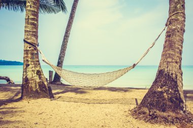 Boş hamak güzel tropik sahilde
