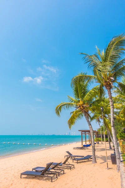 Bela praia e mar com palmeira — Fotografia de Stock