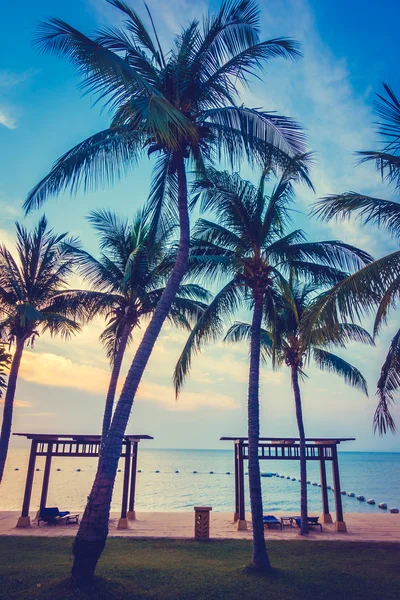 Hermosa playa y mar con palmera — Foto de Stock