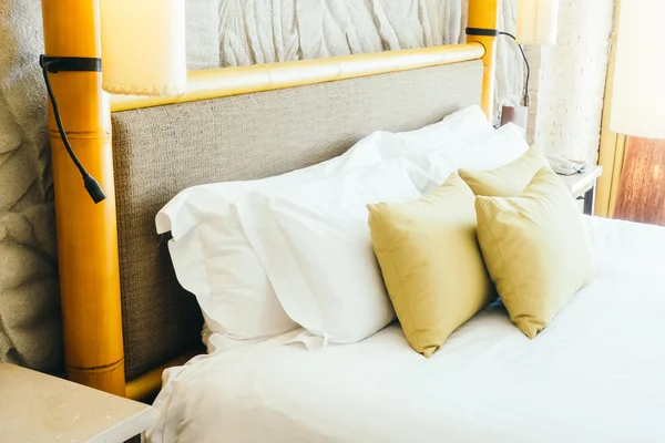 Beautiful pillows on luxury bed — Stock Photo, Image