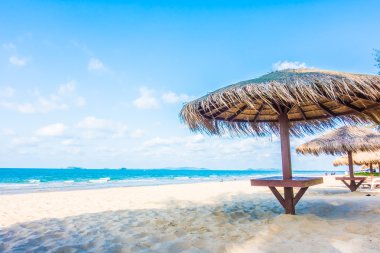 Şemsiye ve tropikal plaj sandalye