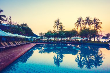 Hindistan cevizi hurma ağaçlarının Silhouettes