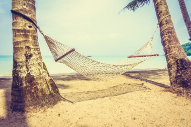 Boş hamak güzel tropik sahilde