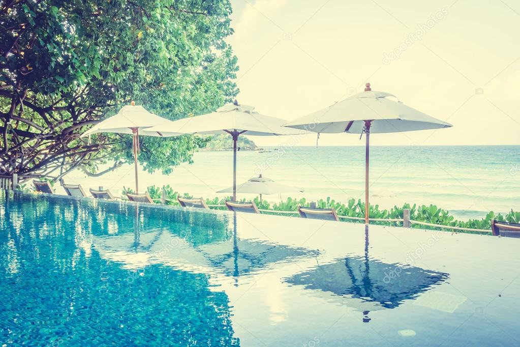 Swimming Pool Nearby Beach And Sea Stock Photo