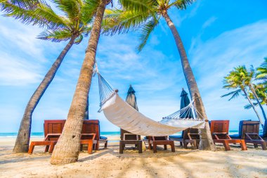 Tropik sahilde boş hamak