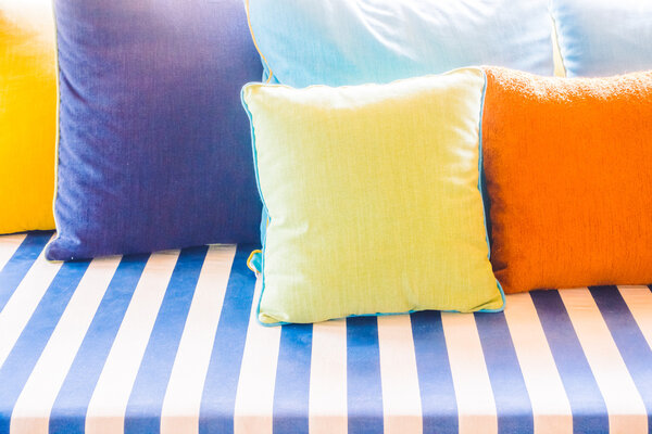 Beautiful luxury pillows on sofa