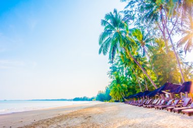 şemsiye ve güzel tropik sahil sandalye