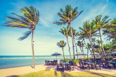 şemsiye ve güzel tropik sahil sandalye