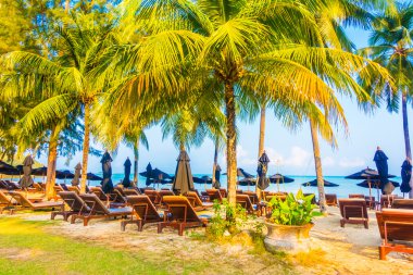 şemsiye ve güzel tropik sahil sandalye