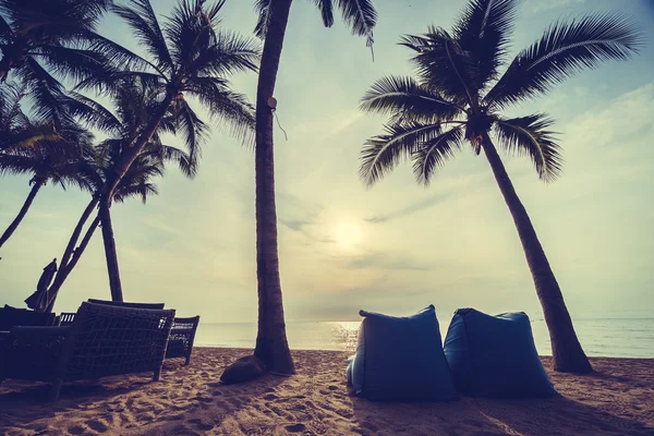 美丽的椰子棕榈树在沙滩上 — 图库照片