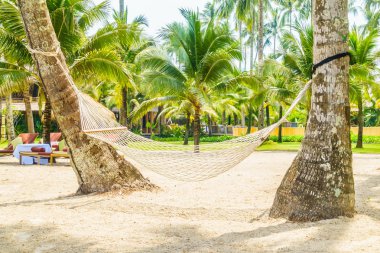Boş hamak güzel tropik sahilde