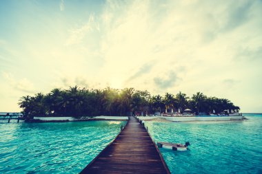 Plaj ve deniz ile güzel Maldivler ada