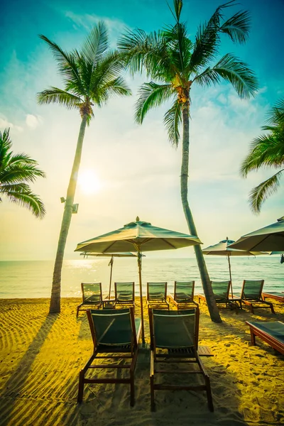 Кокосовые пальмы на пляже и море — стоковое фото