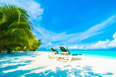 Tropikal plaj ve deniz Maldivler Island