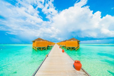 Tropikal plaj ve deniz Maldivler Island