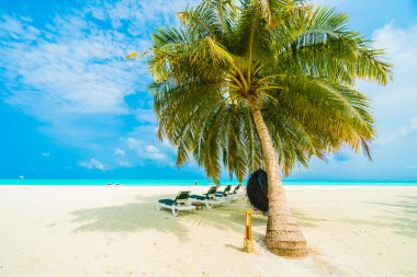 Tropikal plaj ve deniz Maldivler Island