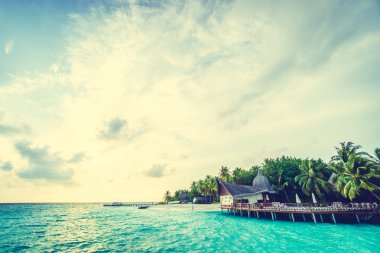 Plaj ve deniz ile güzel Maldivler ada
